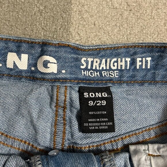 NWT S.O.N.G. High Rise Straight Distressed Cropped BUTTON FLY Jeans Size 9/29 - Picture 13 of 14